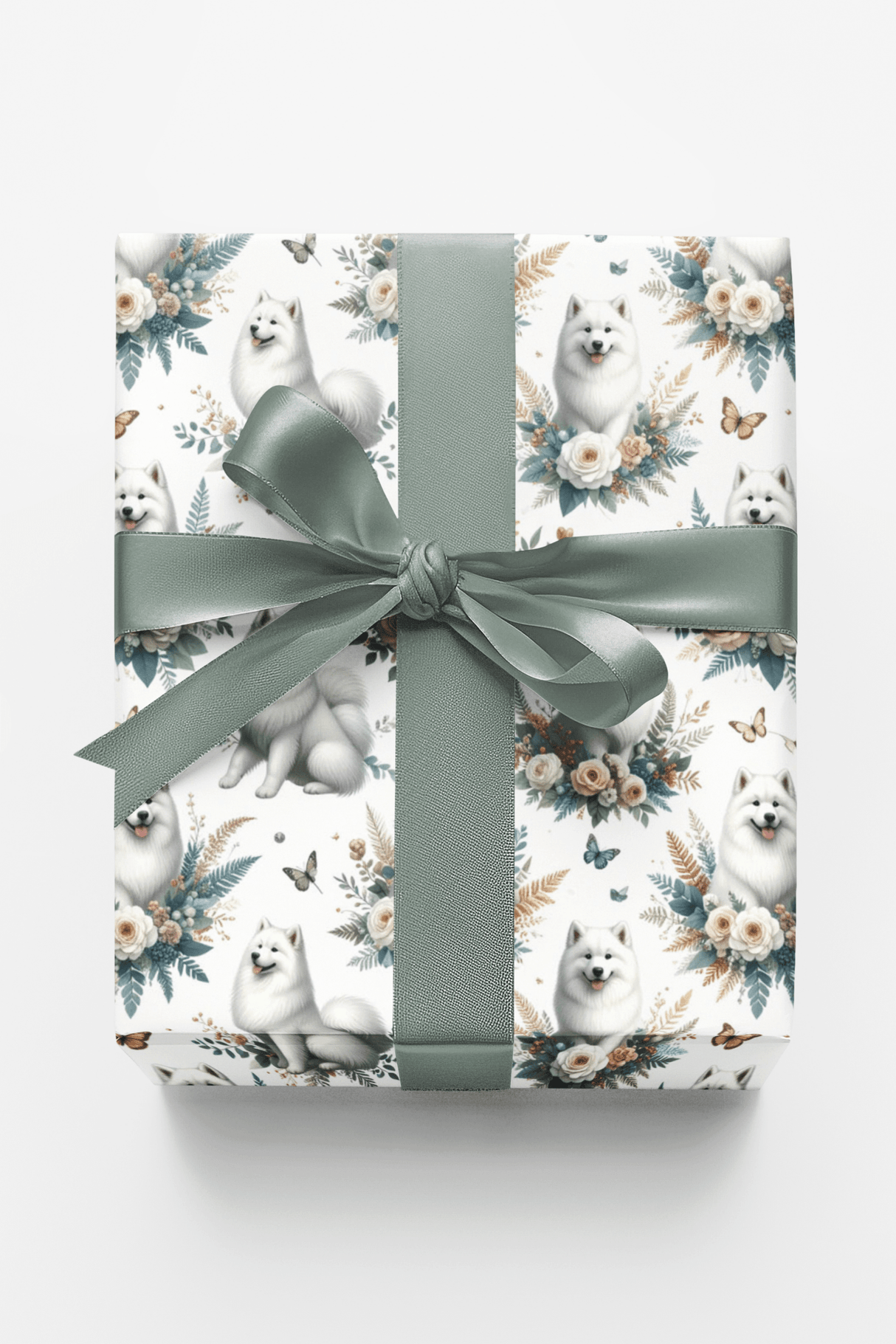 Luxury Botanical Samoyeds Wrapping Paper - London Penny Gift Wrap