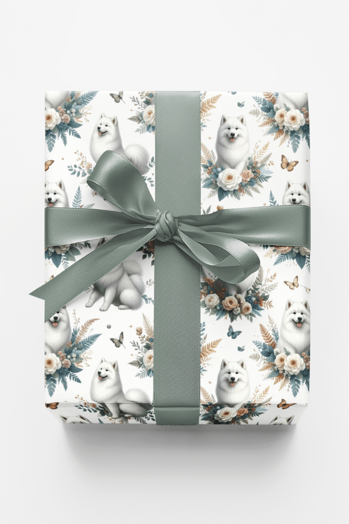 Luxury Botanical Samoyeds Wrapping Paper - London Penny Gift Wrap