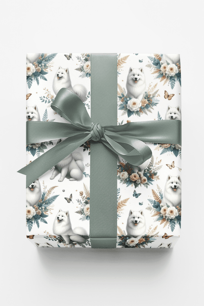 Luxury Botanical Samoyeds Wrapping Paper - London Penny Gift Wrap