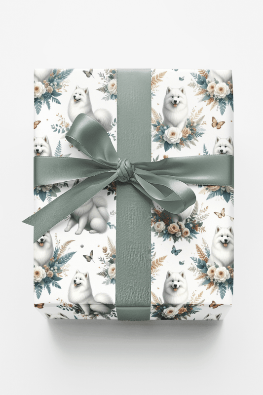 Luxury Botanical Samoyeds Wrapping Paper - London Penny Gift Wrap