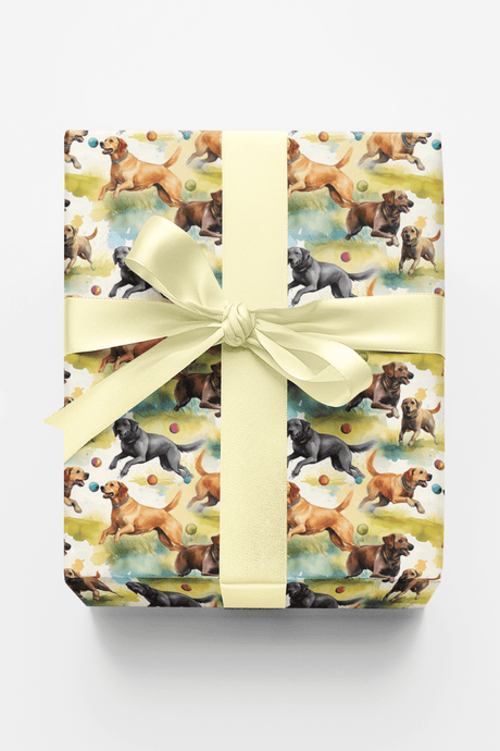 Lab's Bounding Pounce - London Penny Gift Wrap
