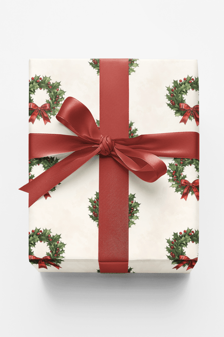 Holly Wreath Garland - London Penny Gift Wrap