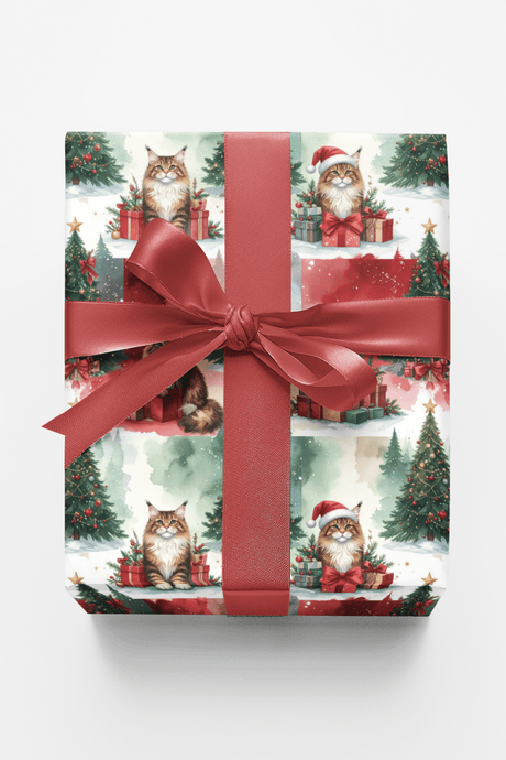 Christmas Maine Coon Celebration Wrapping Paper - London Penny Gift Wrap
