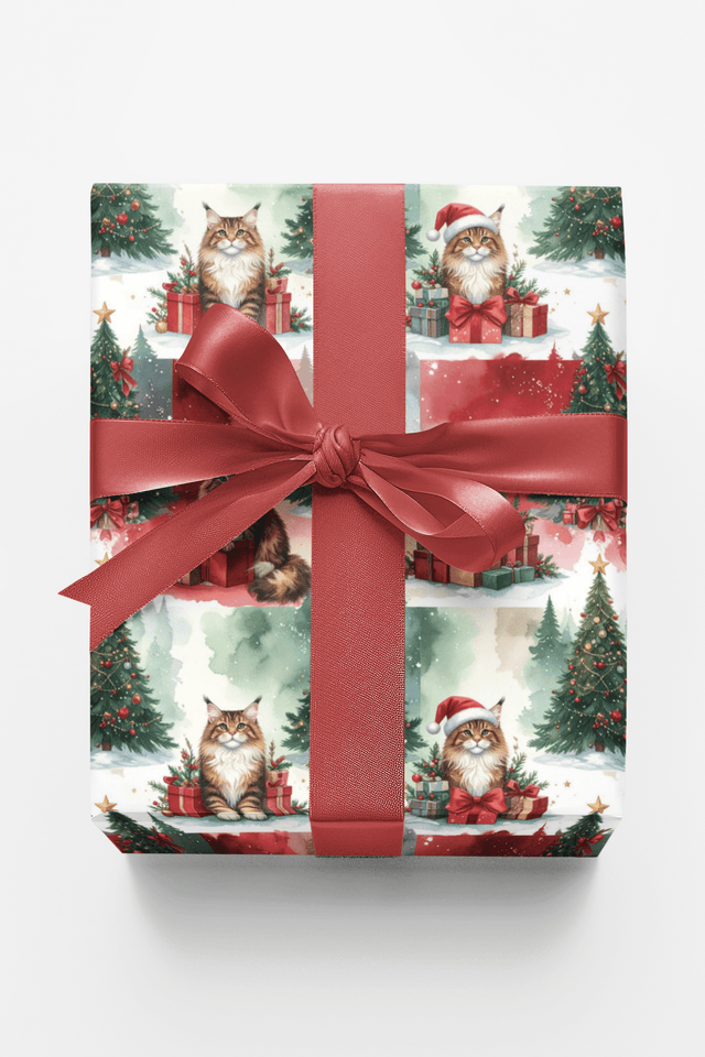 Christmas Maine Coon Celebration Wrapping Paper - London Penny Gift Wrap