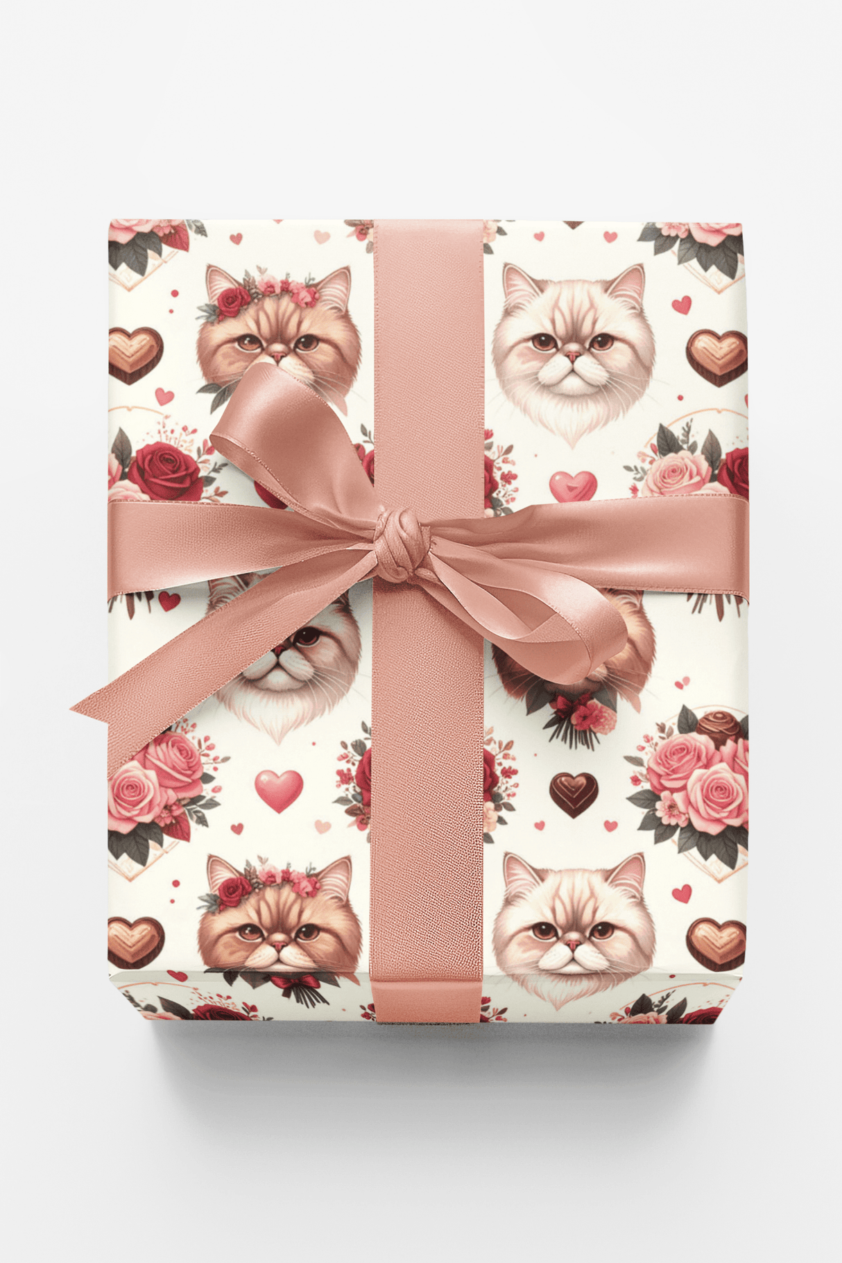Valentine's Sweethearts (Exotic Shorthair) Wrapping Paper - London Penny Gift Wrap