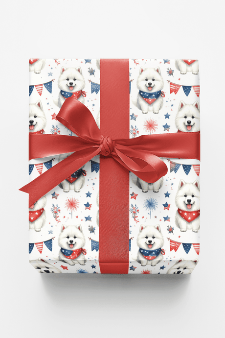 Patriotic Samoyeds Wrapping Paper - London Penny Gift Wrap