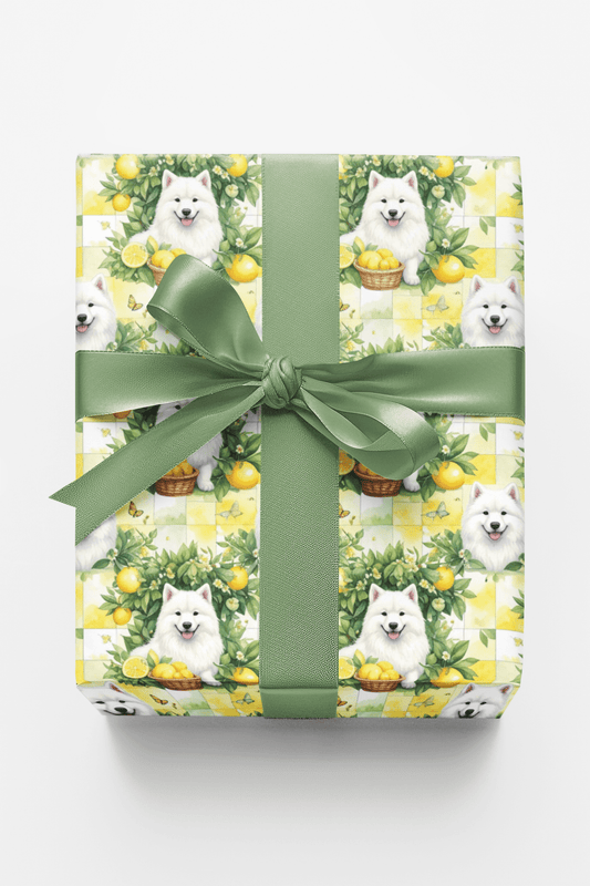 Samoyed Lemon Orchard Wrapping Paper - London Penny Gift Wrap