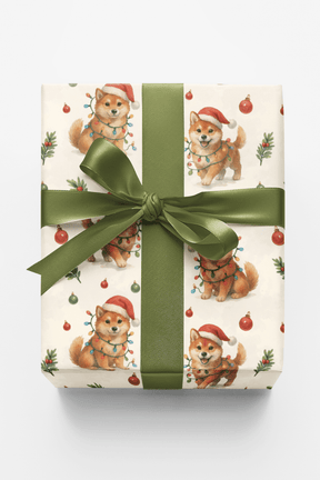 Merry Shiba Lights - London Penny Gift Wrap