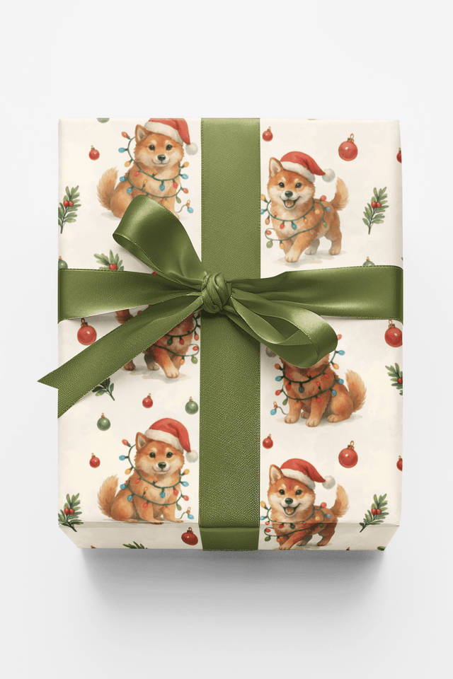Merry Shiba Lights - London Penny Gift Wrap