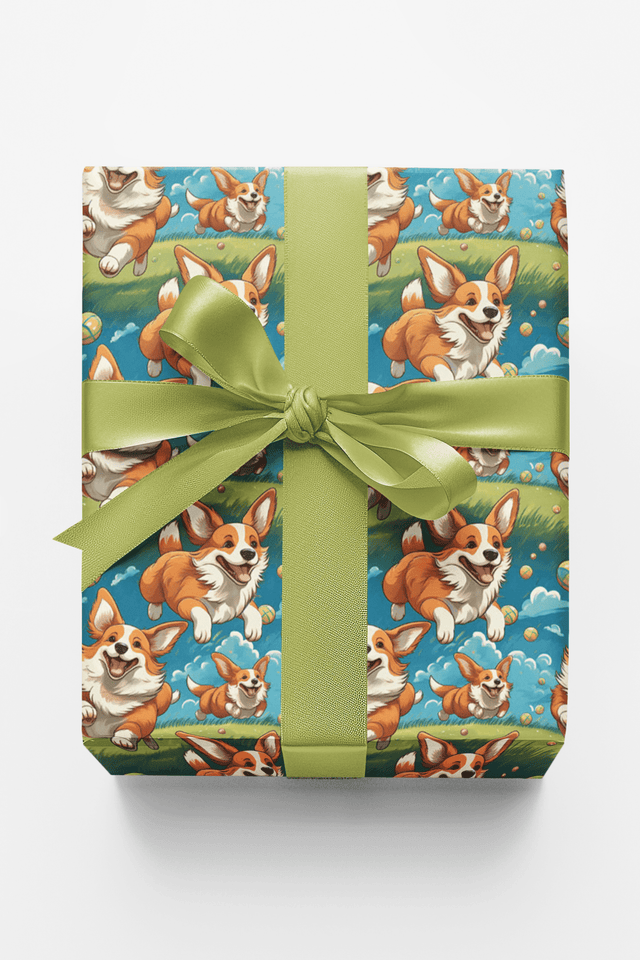 Bounce & Bounding Corgis - London Penny Gift Wrap
