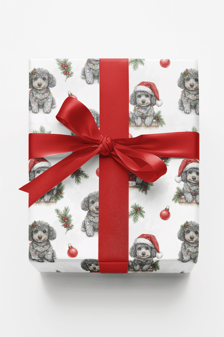 Holiday Poodle Sparkle - London Penny Gift Wrap