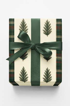 Pine & Plaid Stripe - London Penny Gift Wrap