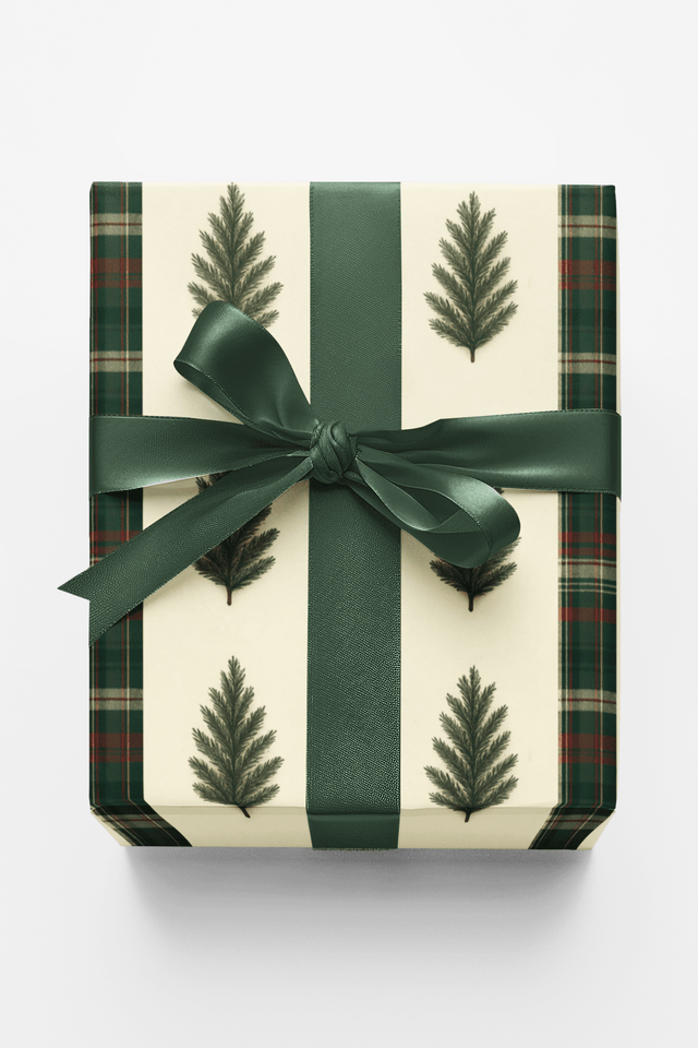 Pine & Plaid Stripe - London Penny Gift Wrap