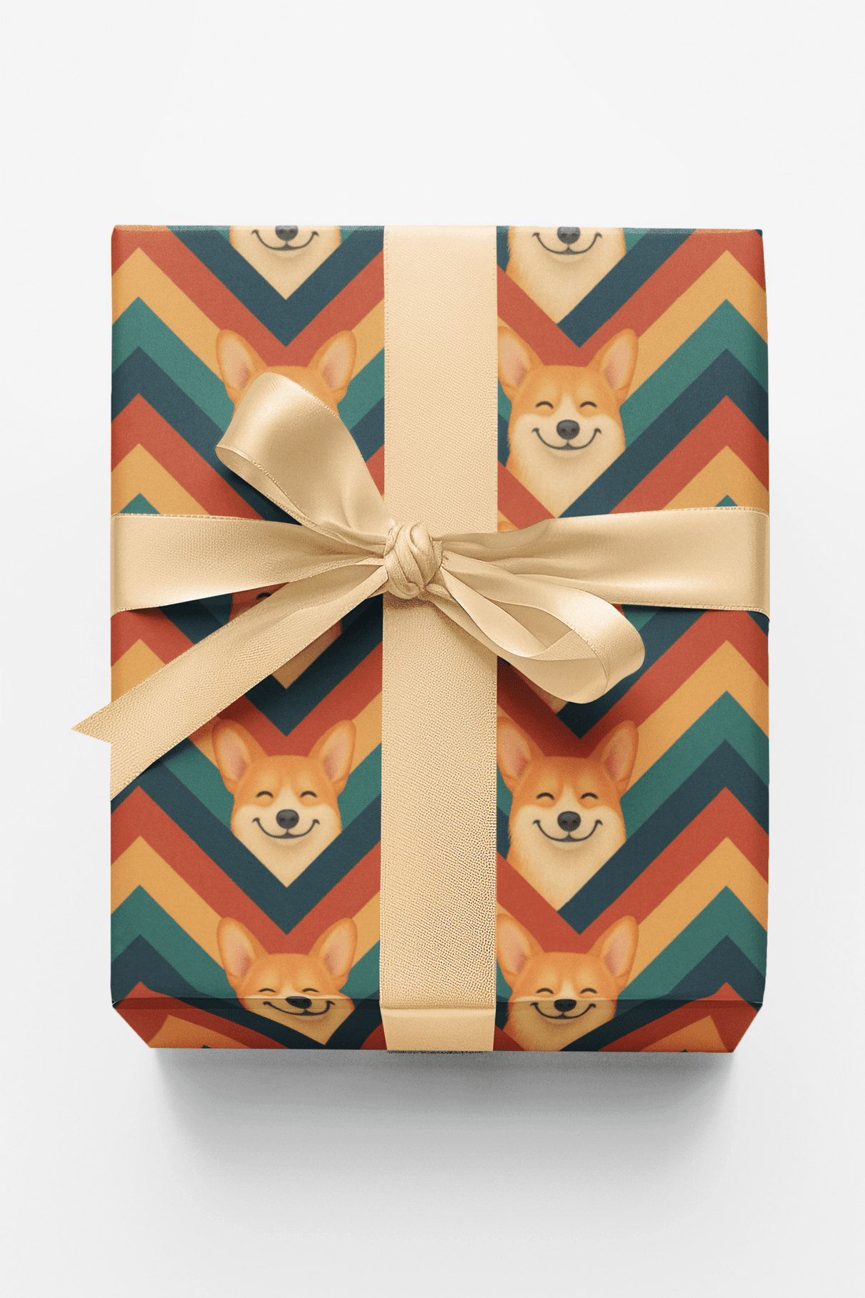 Corgi Chevron Chic - London Penny Gift Wrap