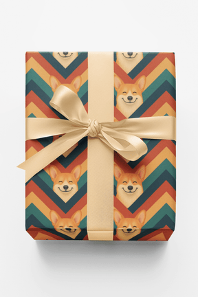 Corgi Chevron Chic - London Penny Gift Wrap