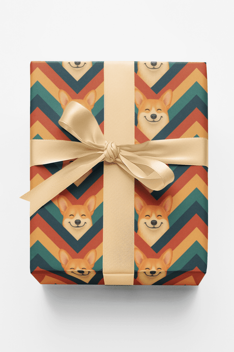 Corgi Chevron Chic - London Penny Gift Wrap