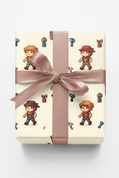 Retro 8-Bit Adventure Wrapping Paper - London Penny Gift Wrap