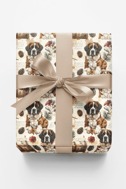 Vintage Alpine Archives (St. Bernard) Wrapping Paper