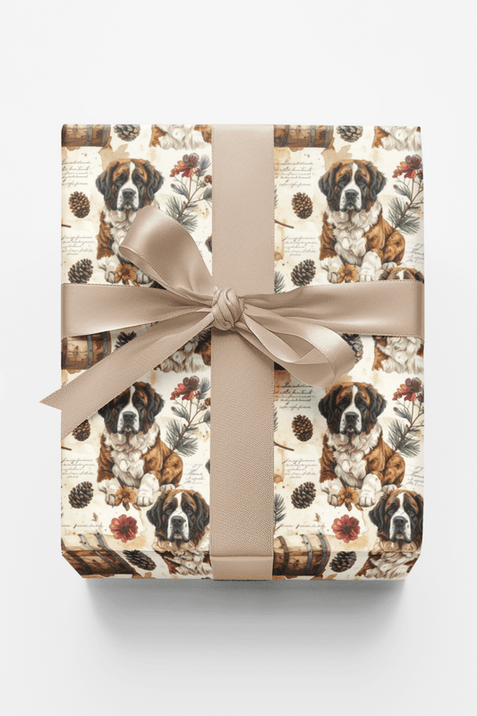 Vintage Alpine Archives (St. Bernard) Wrapping Paper - London Penny Gift Wrap