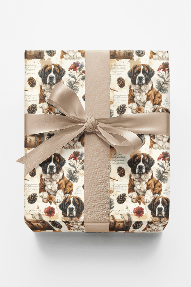 Vintage Alpine Archives (St. Bernard) Wrapping Paper - London Penny Gift Wrap