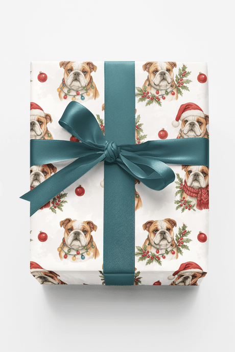Bulldog Christmas Charm - London Penny Gift Wrap