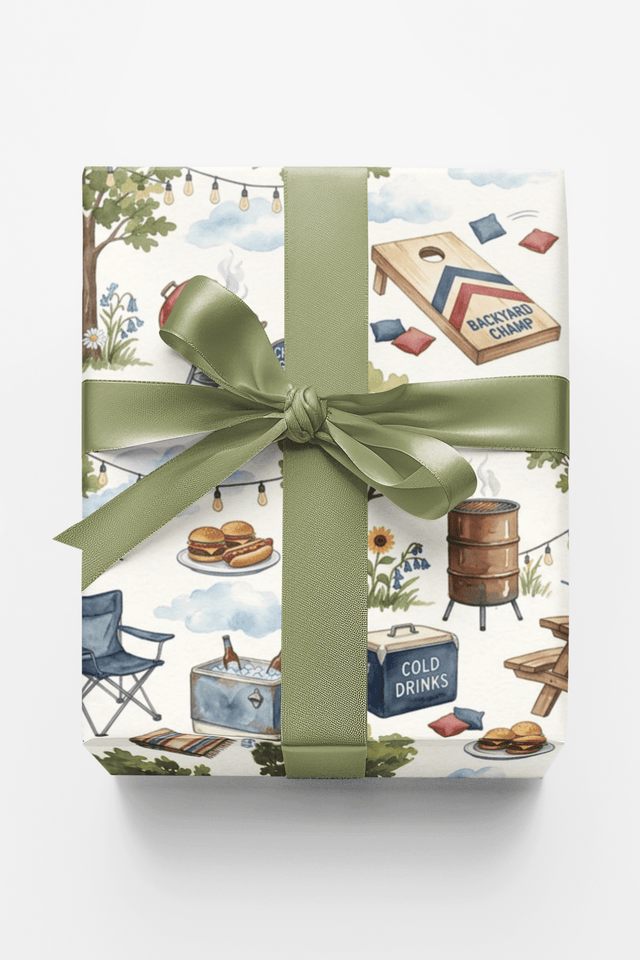 Backyard BBQ Gathering Wrapping Paper - London Penny Gift Wrap