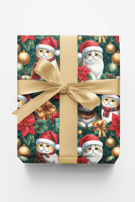 Christmas Exotic Shorthairs Wrapping Paper - London Penny Gift Wrap