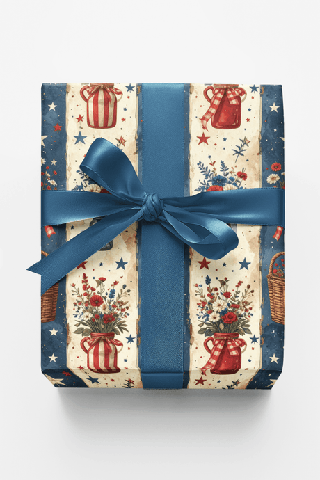 Country Fair Bouquet Columns Wrapping Paper - London Penny Gift Wrap