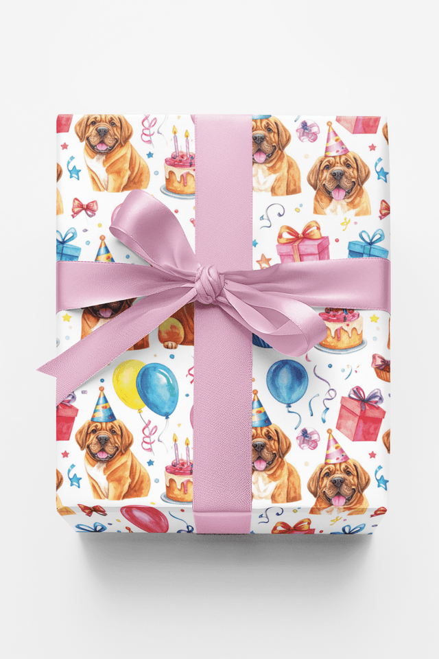 Birthday Celebration (English Mastiff) Wrapping Paper - London Penny Gift Wrap