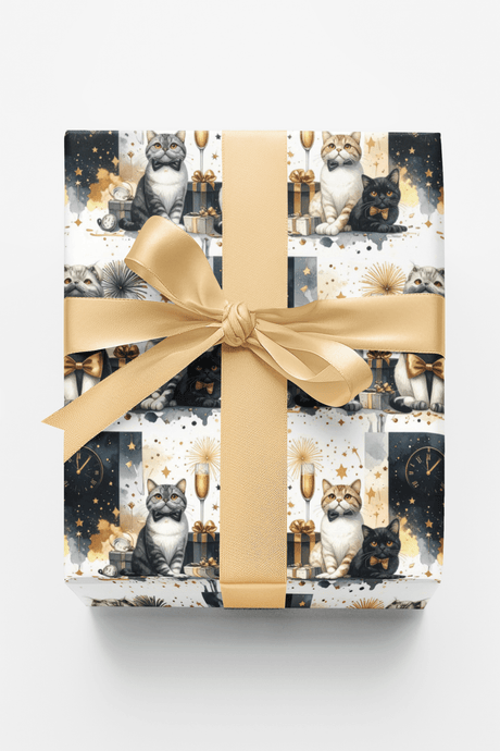 New Year's Celebration (Exotic Shorthair) Wrapping Paper - London Penny Gift Wrap