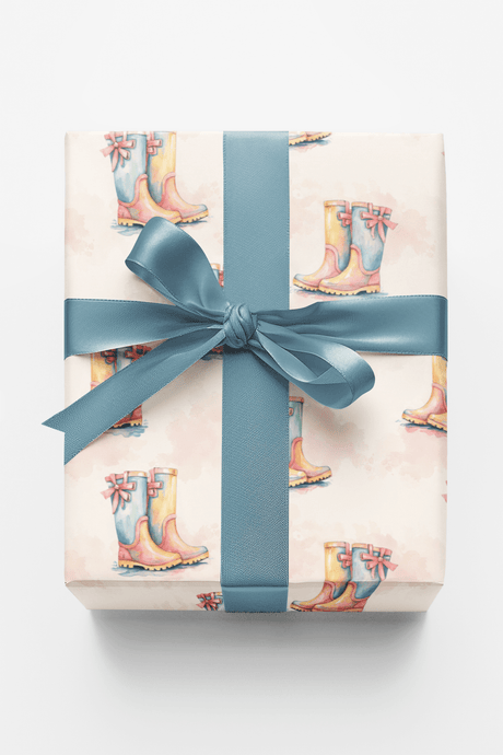 Pastel Rainboot Parade - London Penny Gift Wrap