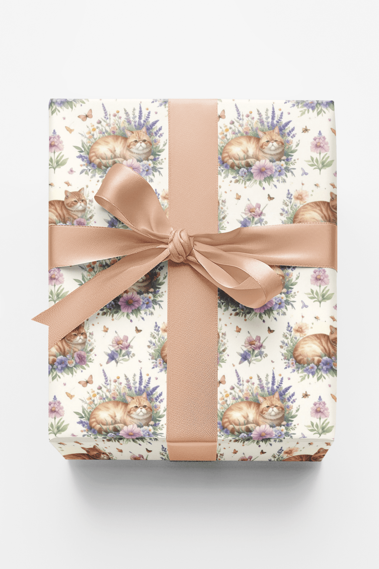 Cats & Floral Cottage (Exotic Shorthair) Wrapping Paper - London Penny Gift Wrap