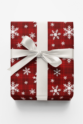 Holiday Plaid Snowfall - London Penny Gift Wrap
