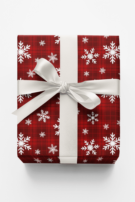Holiday Plaid Snowfall - London Penny Gift Wrap