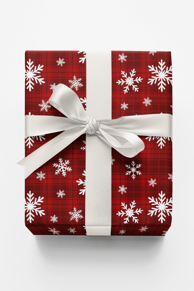 Holiday Plaid Snowfall - London Penny Gift Wrap