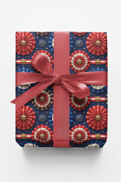 Liberty Star Rosettes Glossy Wrapping Paper