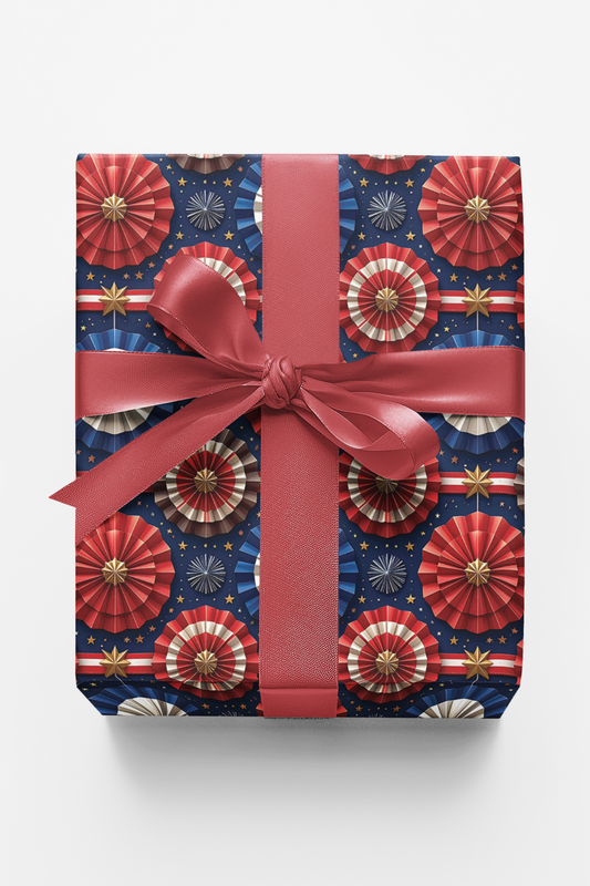 Liberty Star Rosettes Glossy Wrapping Paper