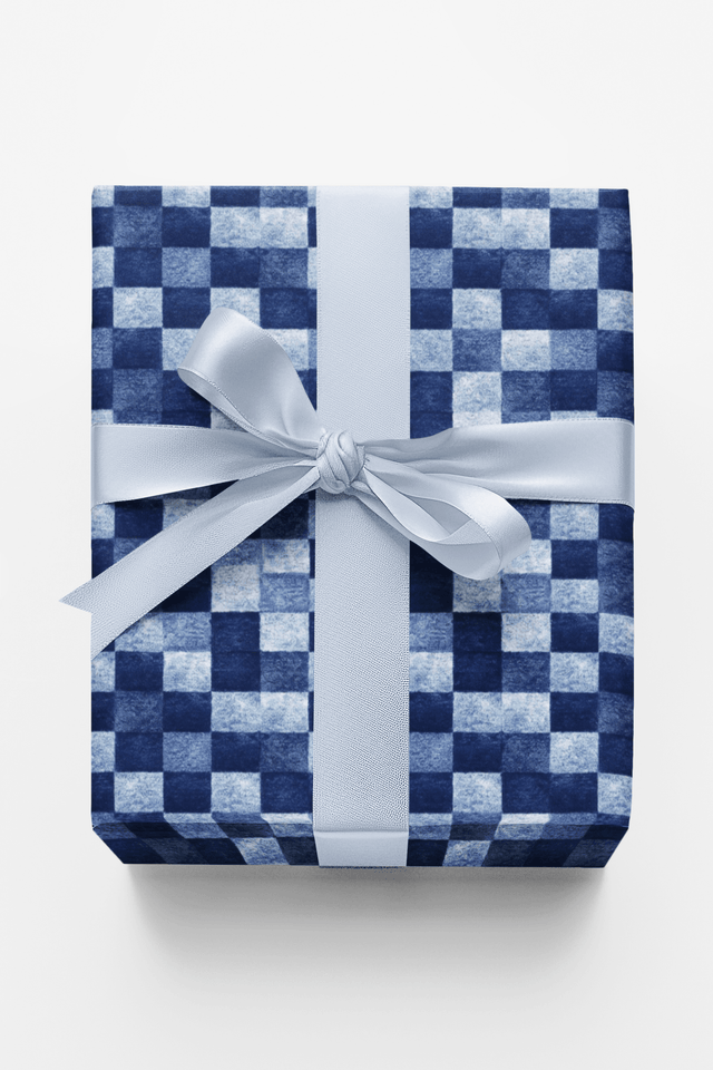 Indigo Grid - London Penny Gift Wrap