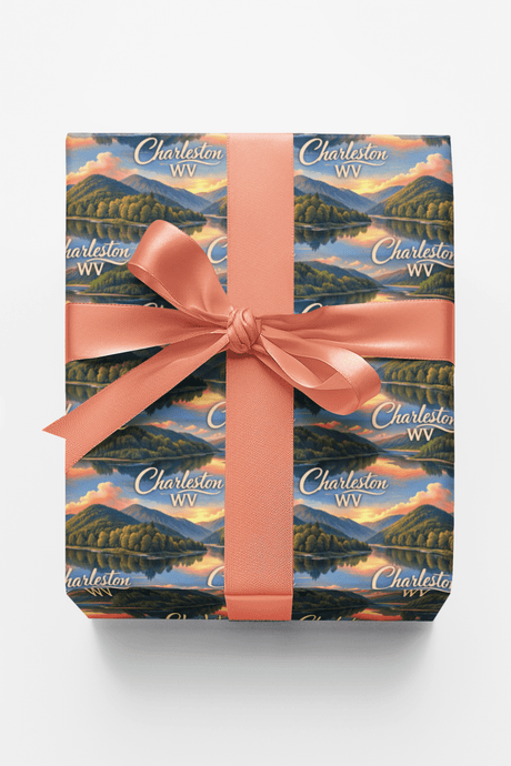 Charleston WV Mountain River - London Penny Gift Wrap
