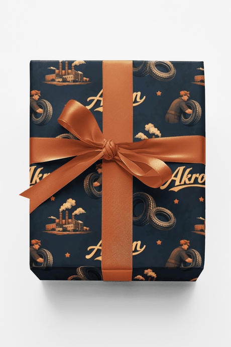 Akron Tire Town Twilight - London Penny Gift Wrap