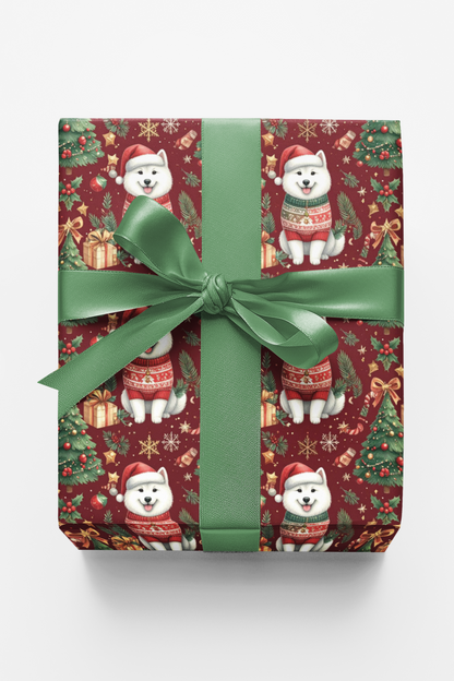 Christmas Samoyed Celebration Wrapping Paper