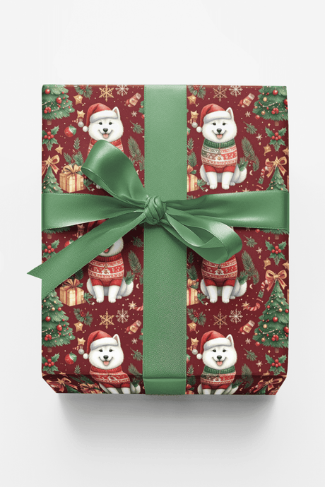 Christmas Samoyed Celebration Wrapping Paper - London Penny Gift Wrap
