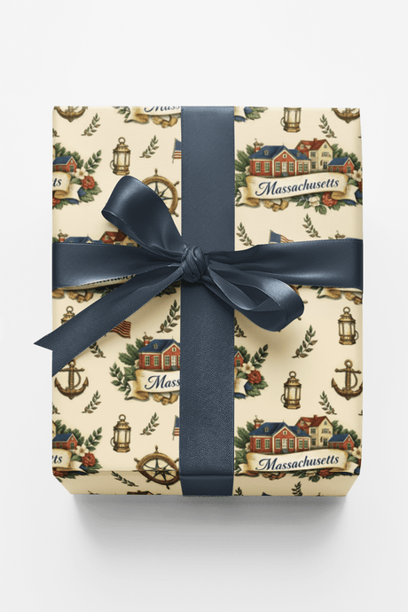 Massachusetts Historic Harbor - London Penny Gift Wrap