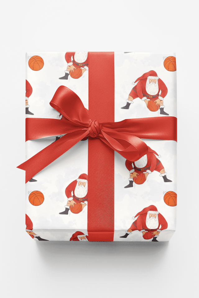 Santa playing Basketball - London Penny Gift Wrap
