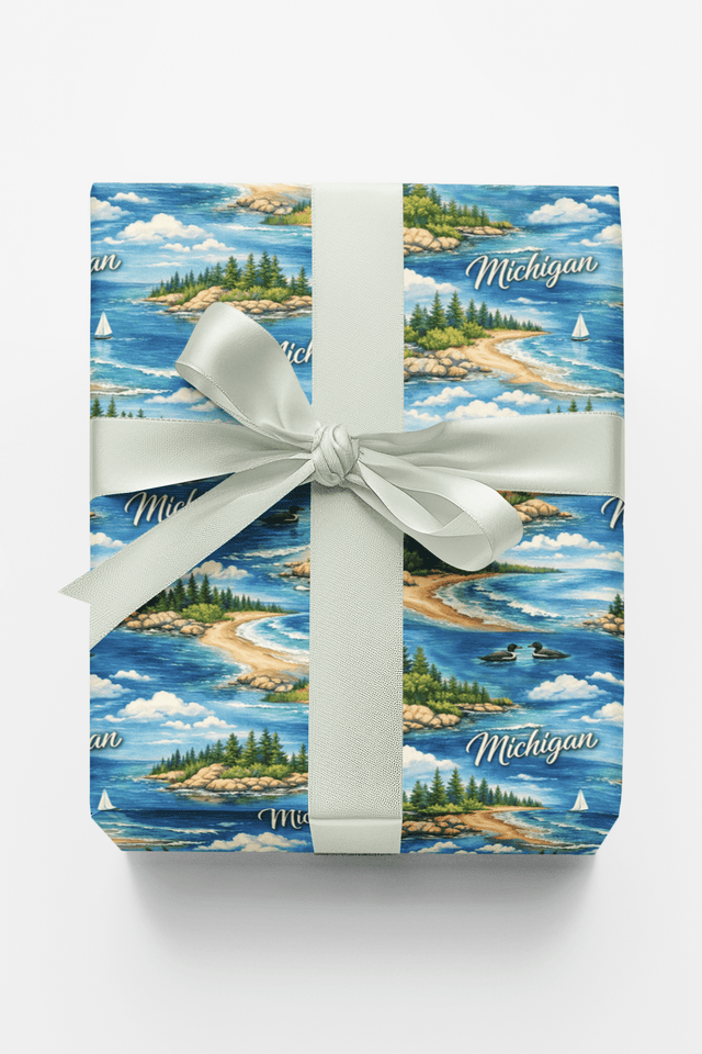 Michigan Great Lakes Calm Icons - London Penny Gift Wrap