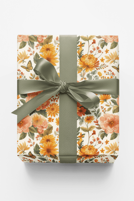 Autumn Chrysanthemum Bloom - London Penny Gift Wrap