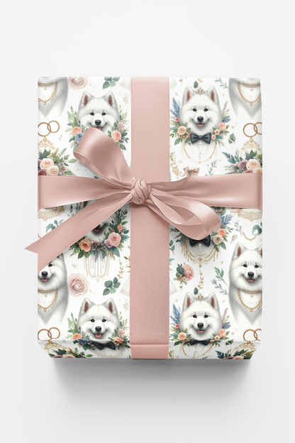 Wedding Samoyeds Wrapping Paper