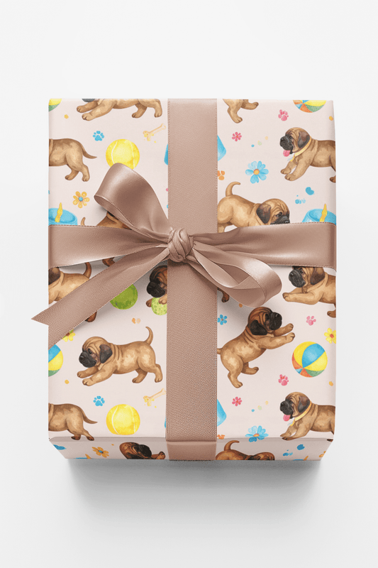 Puppy Playtime (English Mastiff) Wrapping Paper - London Penny Gift Wrap
