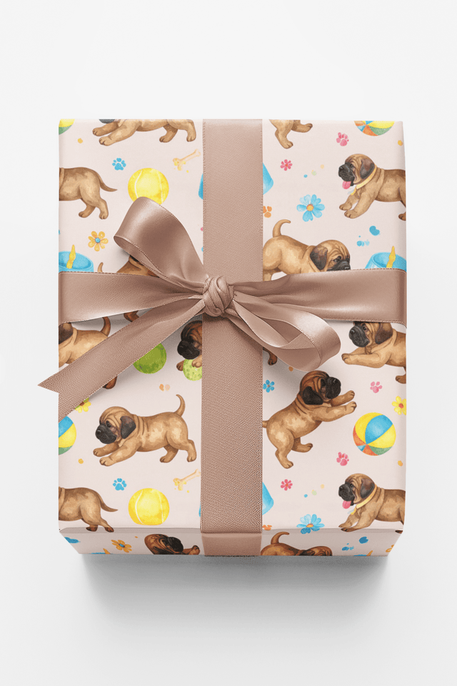Puppy Playtime (English Mastiff) Wrapping Paper - London Penny Gift Wrap