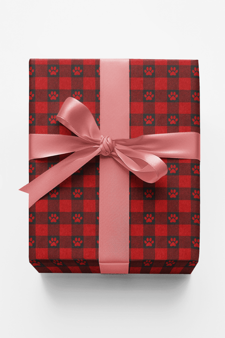 Paw Print Plaid - London Penny Gift Wrap